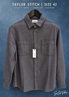 Taylor Stitch Utility Shirt Charcoal Sashiko 42 Large NWT